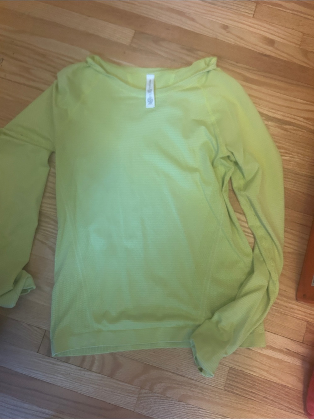 Athleta Light Lime Striped Long Sleeve Top